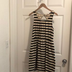 LOFT Striped Black & Tan Summer dress